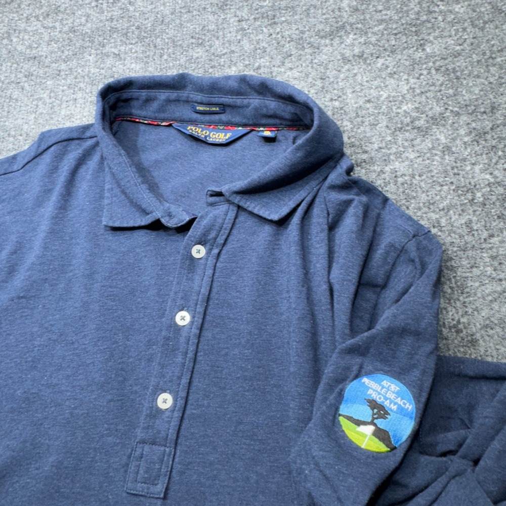 Polo Golf Ralph Lauren Mens XXL Blue Long Sleeve Pebble Beach Pro-Am Polo Shirt